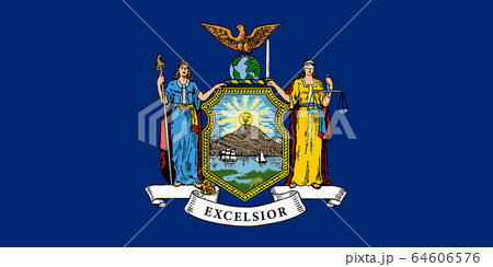 Flag of New York state, vector illustration. Coat 64606576