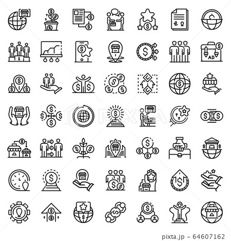 Franchise icons set, outline style 64607162