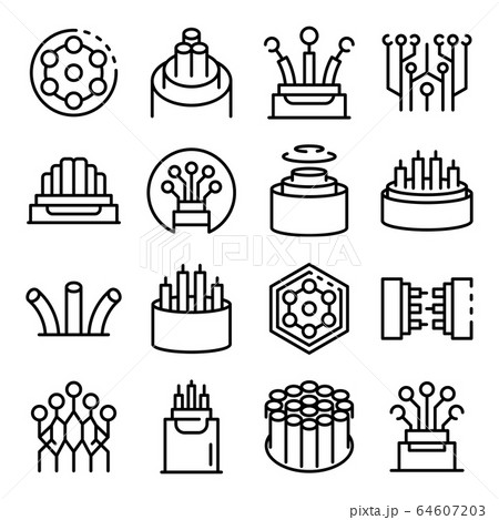 Optical fiber icons set, outline style 64607203