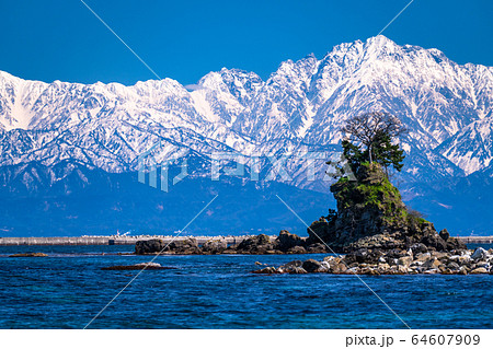 《富山県》雨晴海岸・女岩と立山連峰 《富山県》雨晴海岸・女岩と立山連峰 64607909