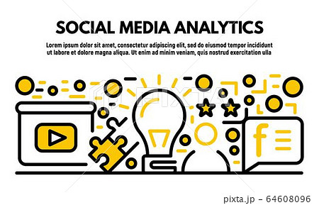 Social media analytics banner, outline style 64608096