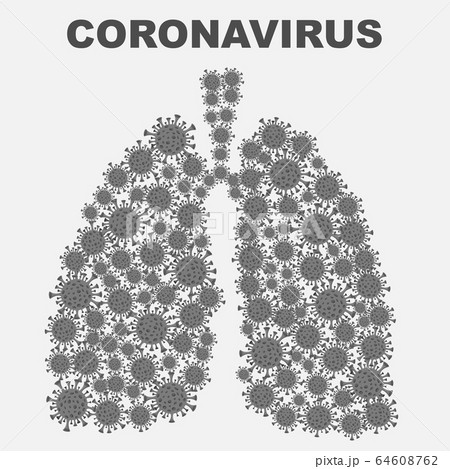 Lungs with bacterium coronavirus white background 64608762