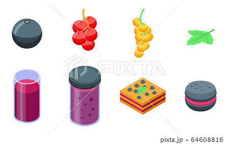 Currant icons set, isometric style 64608816