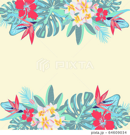 flowers, palm leaves, jungle leaves flowers, palm leaves, jungle leaves 64609034