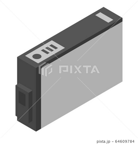 Black ink printer cartridge icon, isometric style 64609784