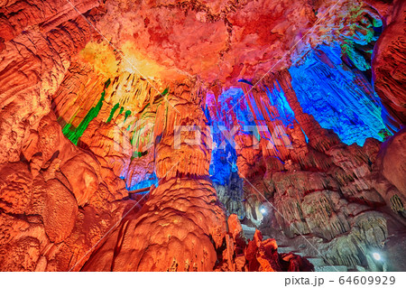 The Reed Flute Cave in Guilin, China. 64609929