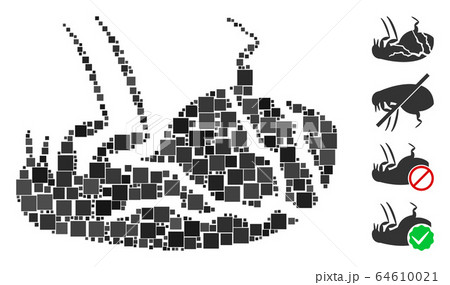 Square Sick Flea Icon Vector Mosaic Square Sick Flea Icon Vector Mosaic 64610021