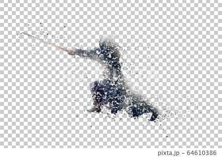 点描画風の剣道のシルエット、PNG背景透明 64610386
