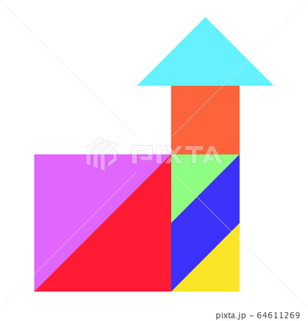 Color tangram puzzle in home or factory shape on white background (Vector) 64611269