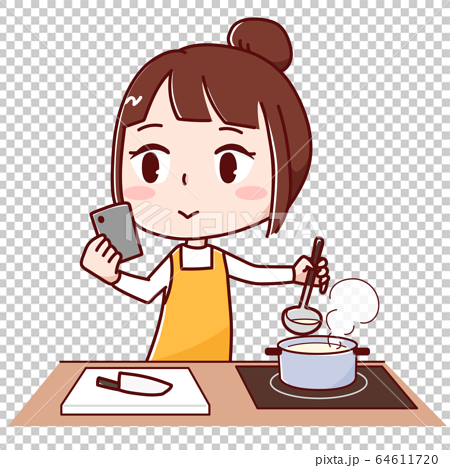 cartoon woman cooking