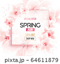 Spring sale background with beautiful flowers 64611879
