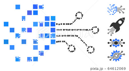 Square Digital Circuit Transformation Icon Vector Collage 64612069