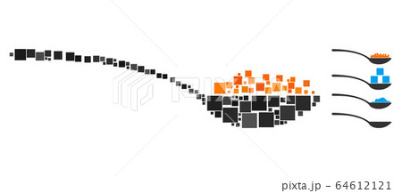 Square Caviar Spoon Icon Vector Collage 64612121