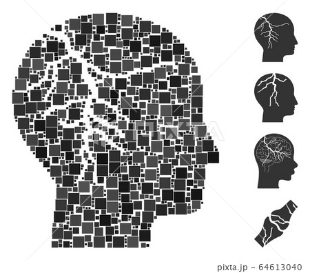 Square Head Cancer Icon Vector Collage 64613040