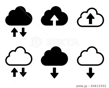 クラウドと矢印のアイコンセット のイラスト素材