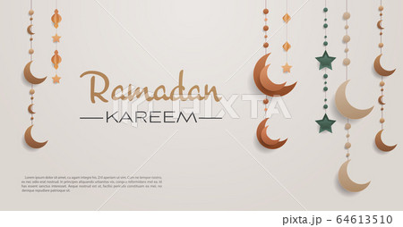ramadan kareem muslim religion holy month greeting card with colorful moons and stars horizontal 64613510