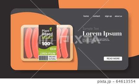 plant based vegetarian sausages in packaging beyond meat organic natural vegan food concept horizontal copy space 64613554