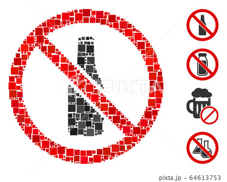 Square No Beer Bottle Icon Vector Mosaic Square No Beer Bottle Icon Vector Mosaic 64613753