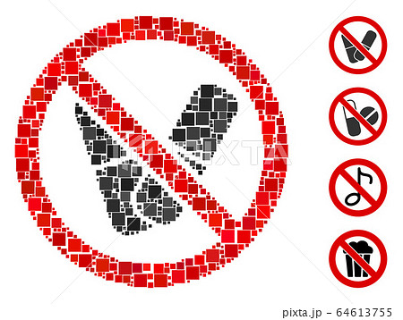 Square No Medical Pills Icon Vector Collage 64613755