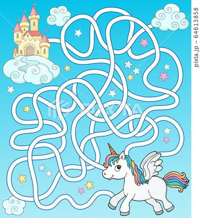 Maze 35 with flying unicorn and castle Maze 35 with flying unicorn and castle 64613858