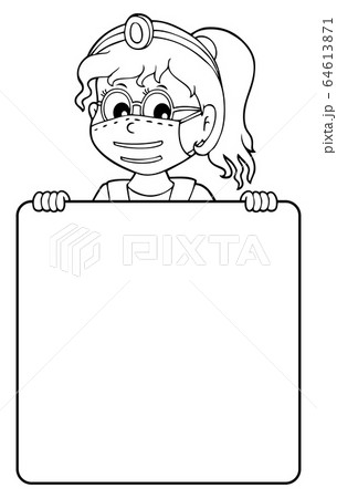 Doctor holding blank panel monochrome image 2 Doctor holding blank panel monochrome image 2 64613871