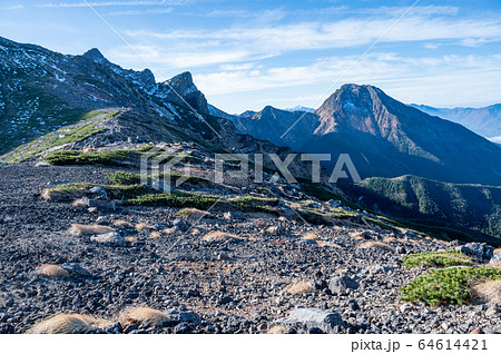 【長野県】硫黄岳方面から望む晩秋の横岳と阿弥陀岳 64614421