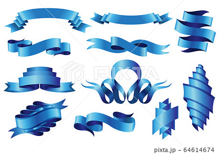 Collection of curved ribbons set. Blue web banner template for sale promotion or another market promotion. Vector design illustration 64614674