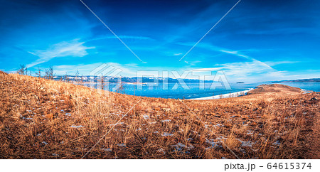 Landscape of Mountain at sunset with natural 64615374