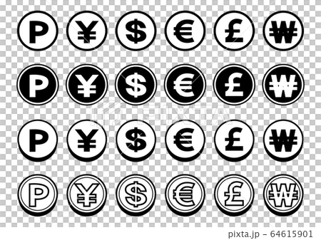 Money point currency symbol icon set black 64615901