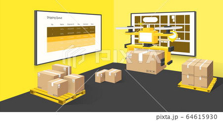 Drone express delivery with package against world Drone express delivery with package against world 64615930