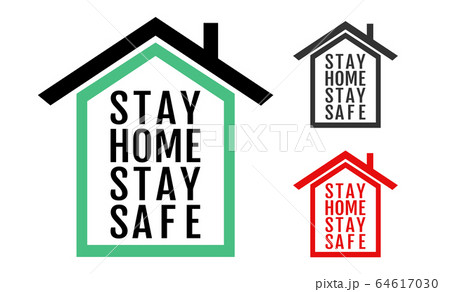 Vector icon of house with text of stay home stay 64617030