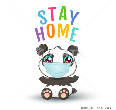 Panda with medical mask 64617031