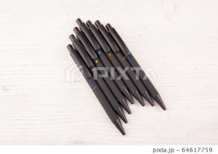Moscow, Russia - 01/22/2020: Ball and pen handles are multicolored, with different furniture and color range Moscow, Russia - 01/22/2020: Ball and pen handles are multicolored, with different furniture and color range 64617759