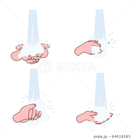 Set of washing hands, sanitary instruction, flat Set of washing hands, sanitary instruction, flat 64618365