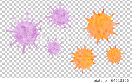 コロナウイルスのイメージ、水彩イラスト(顔なし) コロナウイルスのイメージ、水彩イラスト(顔なし) 64618366