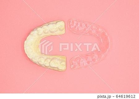 Dental plaster mold and orthodontic silicone trainer. Mobile orthodontic appliance for dental 64619612