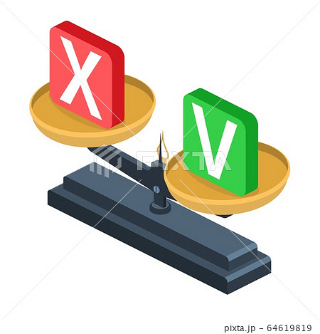Tick and cross on scales. Tick and cross on scales. 64619819
