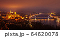 Panoramic view of evening Budapest from Gellert Hill. 64620078