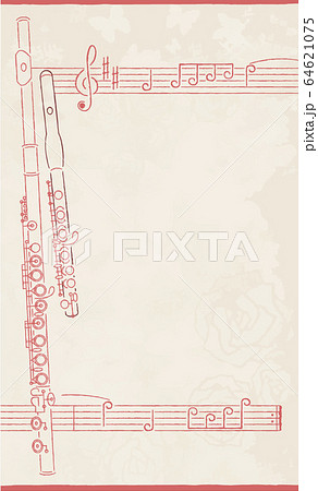名札テンプレート単体赤1 フルート のイラスト素材
