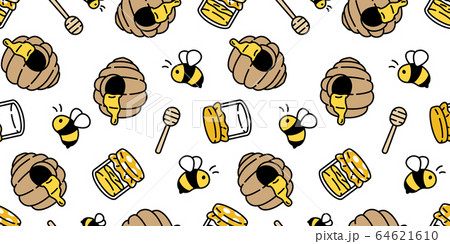 Honey Bee Seamless Pattern Vector Bear Polar のイラスト素材