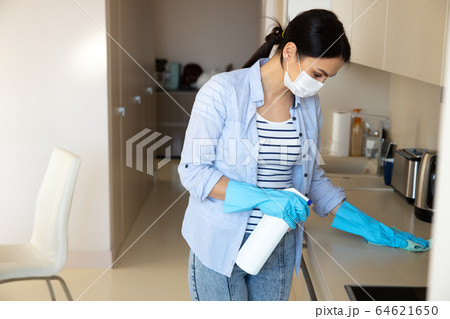 Housewife taking care of hygiene in kitchen 64621650