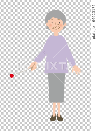 Full body vector illustration of grandma pointing down with an indicator stick 64623175