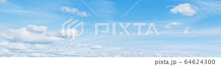 Bright blue sky with clouds, nature and environment 64624300