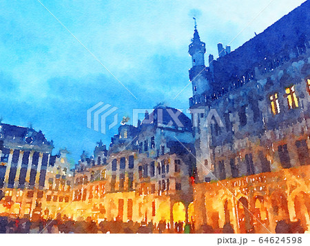 Watercolour Art Print, Travel in Europe Scene Watercolour Art Print, Travel in Europe Scene 64624598