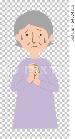 Vector illustration of an anxious grandma sweating cold 64624818
