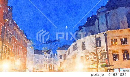 Watercolour Art Print, Travel in Europe Scene 64624825