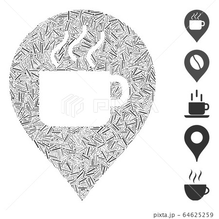 Line Mosaic Coffee Cup Marker Icon 64625259