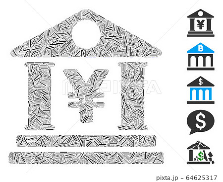 Line Mosaic Yen Bank Building Icon 64625317