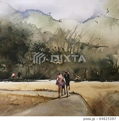 公園 散歩のイラスト素材 [64625397] - PIXTA