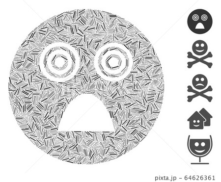 Line Mosaic Crazy Smiley Icon Line Mosaic Crazy Smiley Icon 64626361